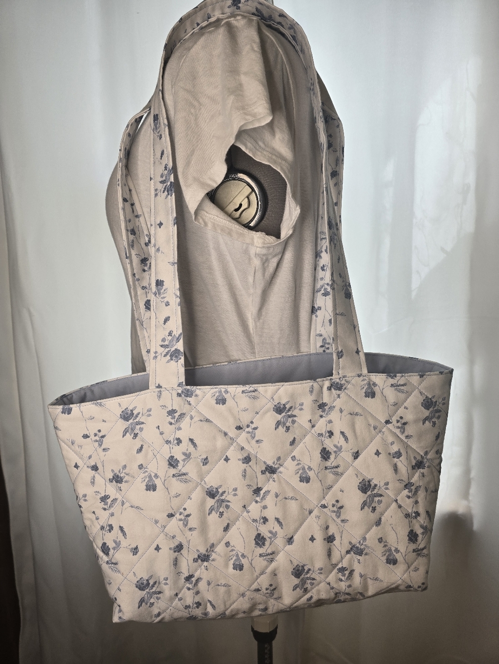 Quilted Floral Tote Bag